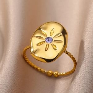 Boho Gold Opal Stone Ring Resizable